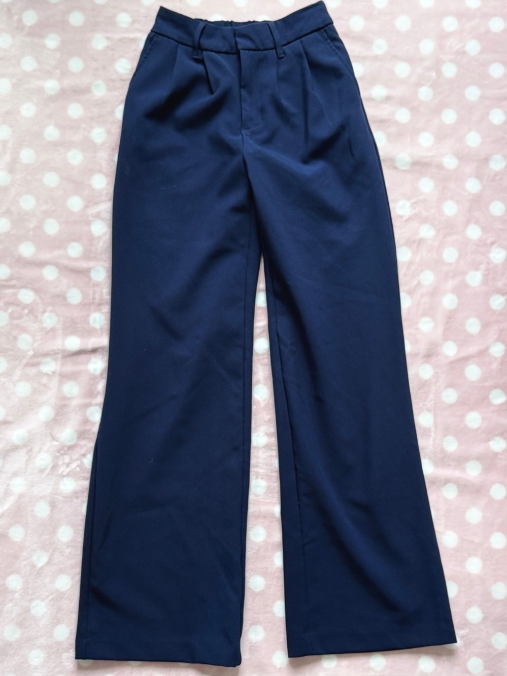 XS womens wide leg pants navy blue